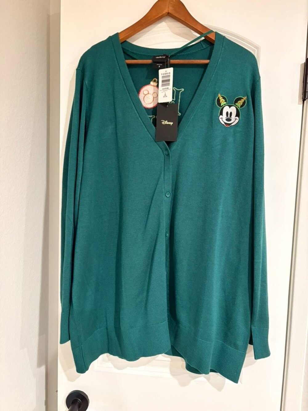 Torrid Disney Mickey Mouse Christmas Cardigan Sweater 3X Evergreen NWT